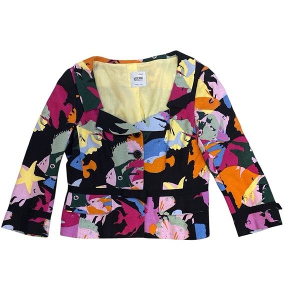Moschino Jacket | Art Deco Fish Print | Size 12 - Picture 3 of 11